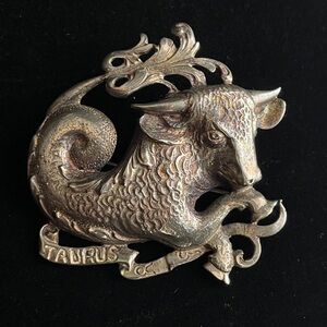 Vintage Sterling Silver Cini Taurus Zodiac Horoscope pin